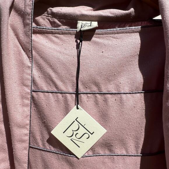 Baserange Lesie Dress Kaftan Caftan Ahimsa Raw Wild Silk Pompei Rose Size M NWT - Picture 5 of 16